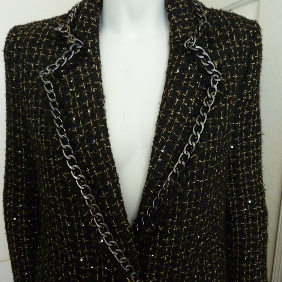 Alice + Olivia Shan Chain-Trim Tweed Jacket - Picture 10 of 16